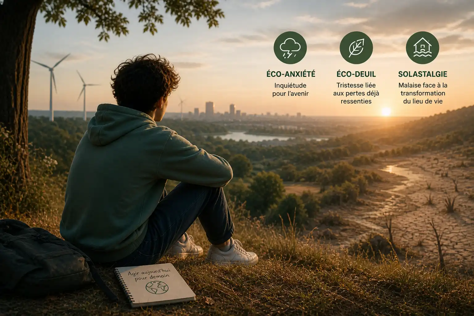 jeunes préoccupés par le climat et l’avenir dans un environnement calme