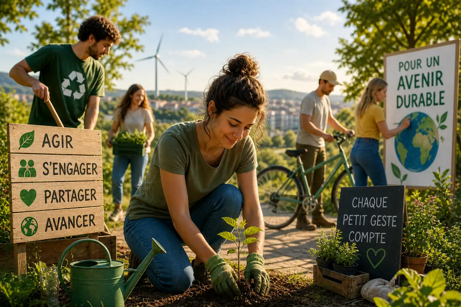 personnes engagées dans des actions écologiques concrètes et collectives