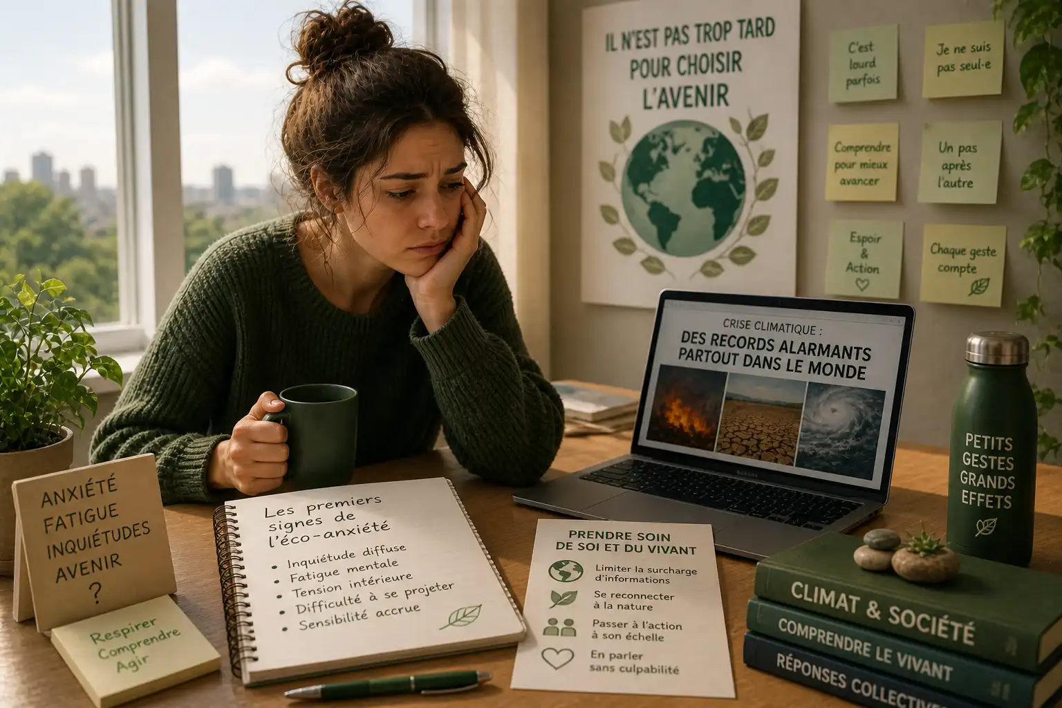 personne préoccupée par le changement climatique et l’avenir écologique